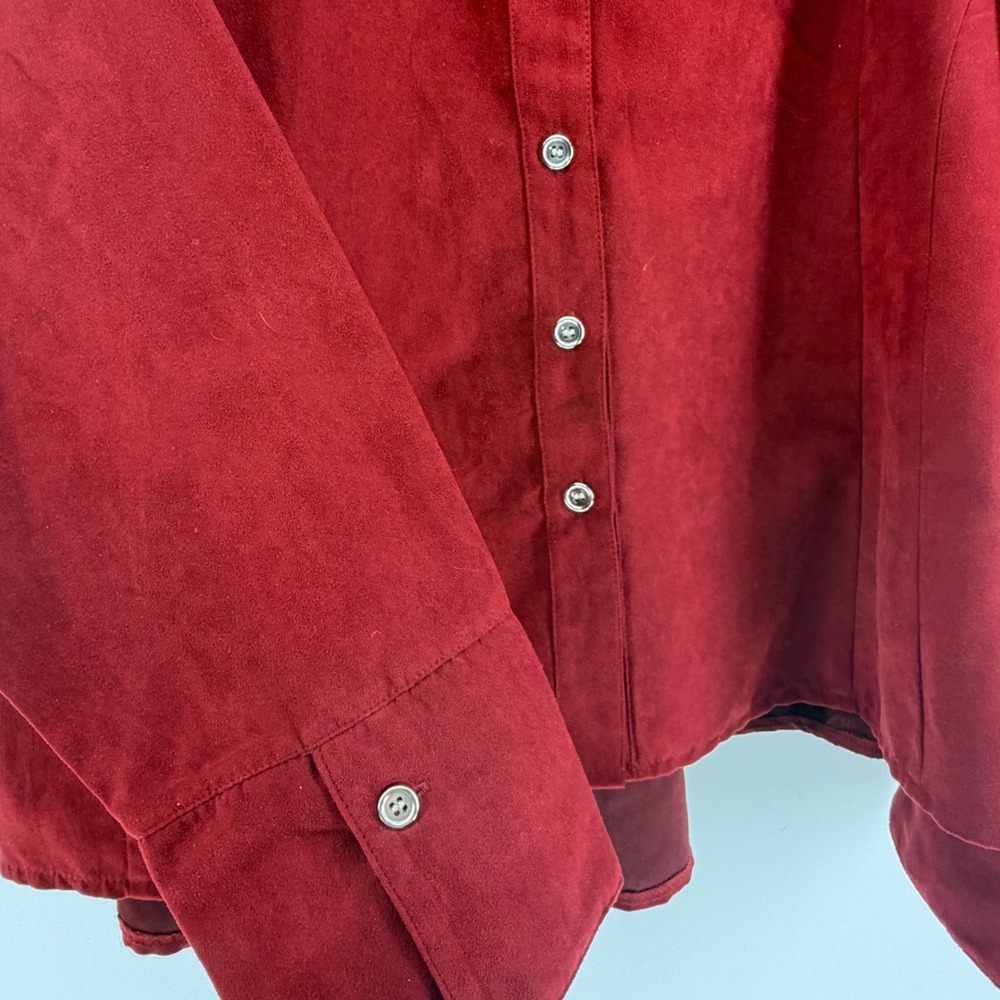 Cato Blazer Women 22/24 Deep Red Velour Faux Suede Button Up Old Money Office 2X - Picture 4 of 8